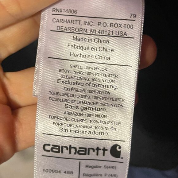 Womens Carhartt Blue Nylon Full Zip Windbreaker Waterproof Jacket - Picture 6 of 7